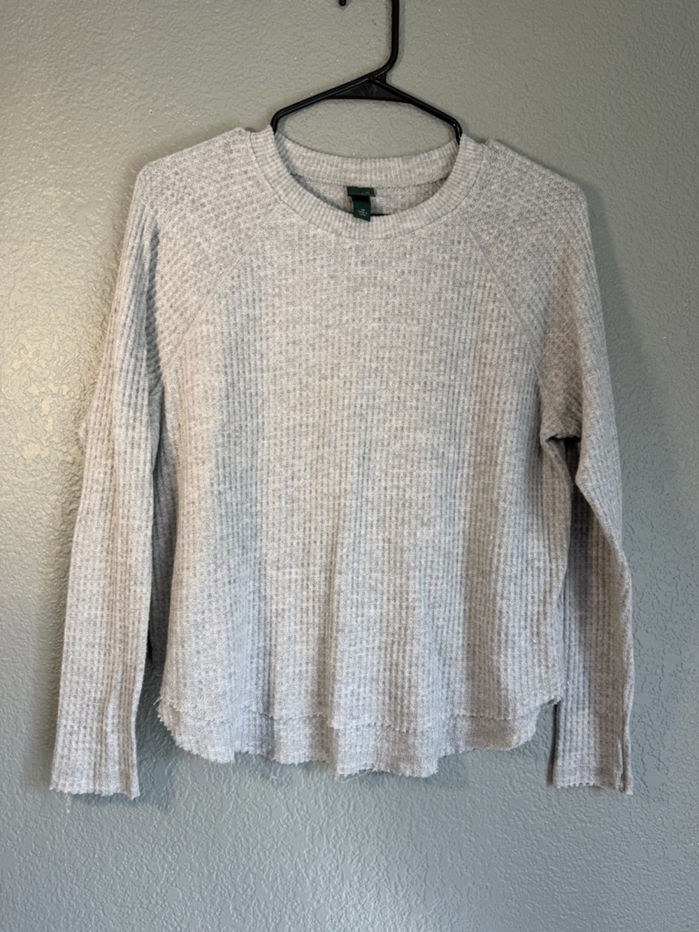 Wild Fable Cozy Light Gray Waffle Knit Long Sleeve Top